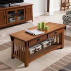 Solid Wood Mission-Style Coffee Table with Drawers