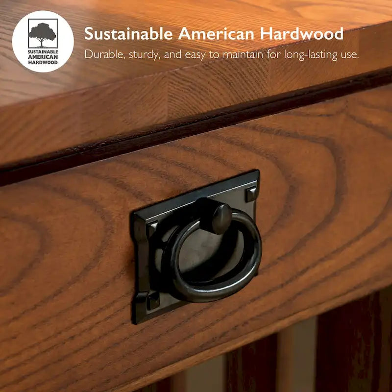 Solid Wood Mission-Style Coffee Table with Drawers