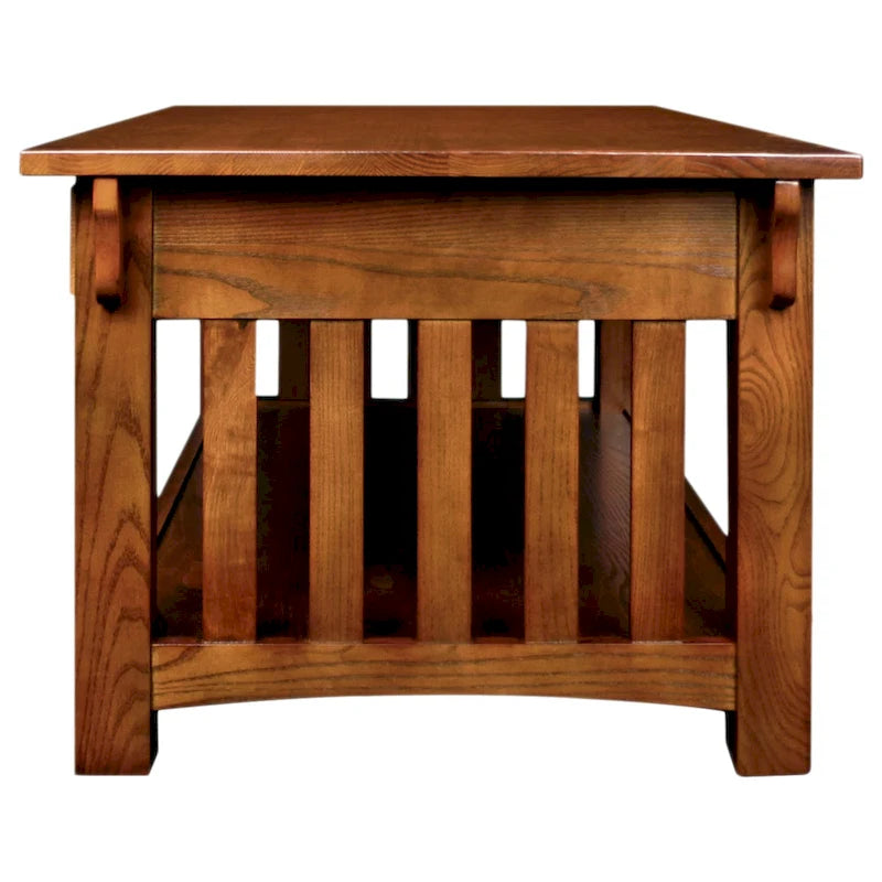 Solid Wood Mission-Style Coffee Table with Drawers