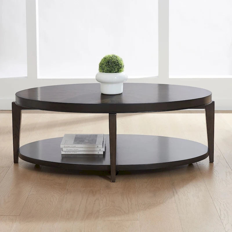 Espresso Stone Oval Cocktail Table