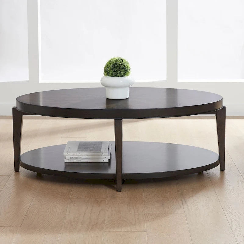 Penton Espresso Stone Oval Cocktail Table