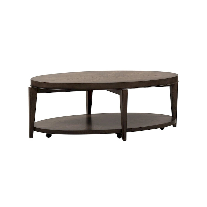 Espresso Stone Oval Cocktail Table