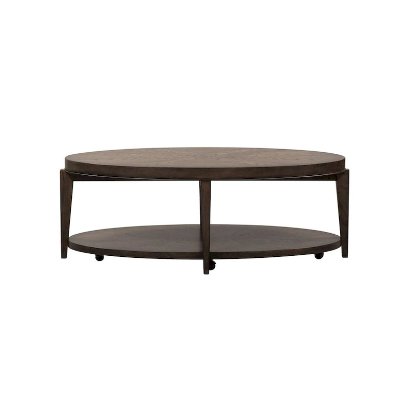 Espresso Stone Oval Cocktail Table