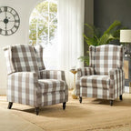 Lot de 2 fauteuils inclinables manuels Mid-Century Modern avec dossier à oreilles