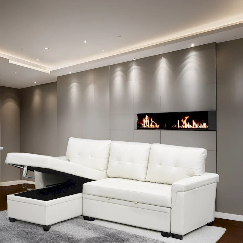 Canapé sectionnel réversible convertible moderne - en forme de L avec méridienne de rangement, accoudoirs larges et pieds durables