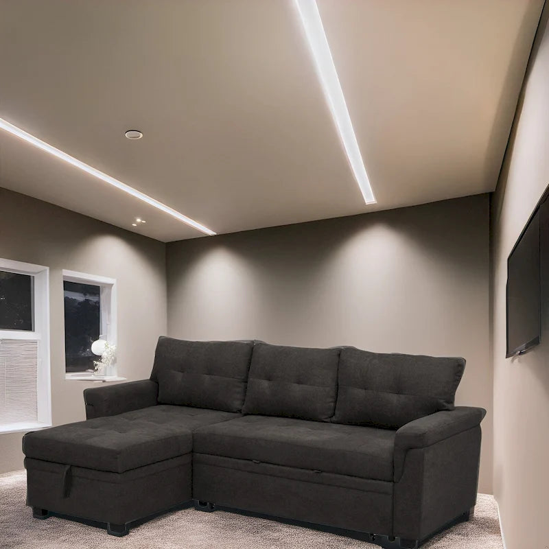 Canapé sectionnel réversible convertible moderne - en forme de L avec méridienne de rangement, accoudoirs larges et pieds durables