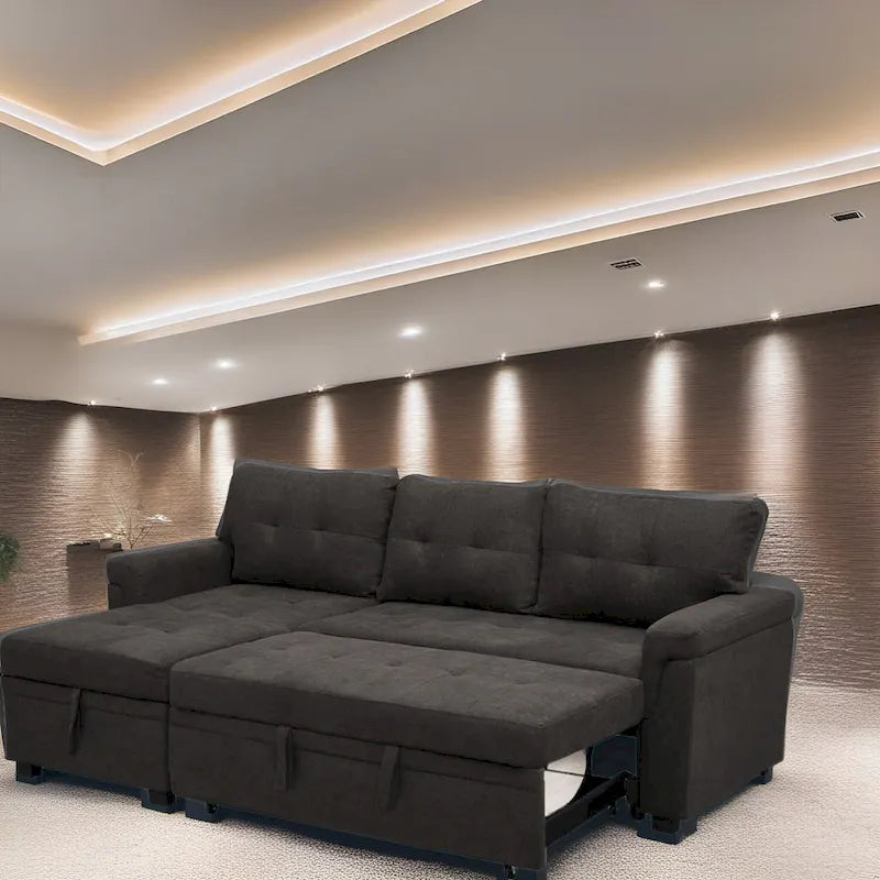 Canapé sectionnel réversible convertible moderne - en forme de L avec méridienne de rangement, accoudoirs larges et pieds durables