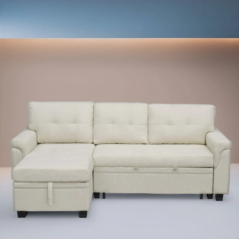 Canapé sectionnel réversible convertible moderne - en forme de L avec méridienne de rangement, accoudoirs larges et pieds durables