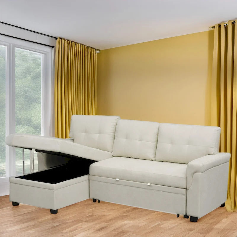 Canapé sectionnel réversible convertible moderne - en forme de L avec méridienne de rangement, accoudoirs larges et pieds durables