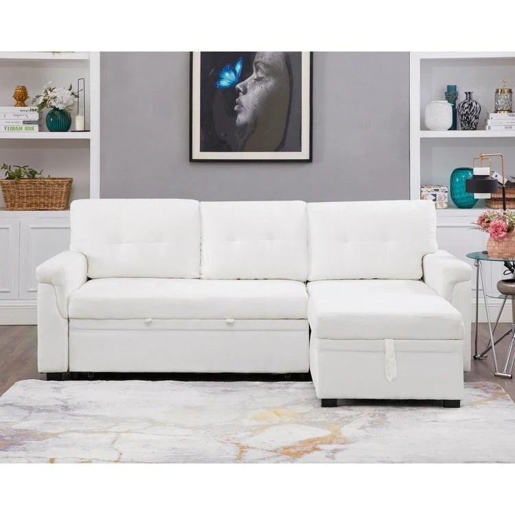 Canapé sectionnel réversible convertible moderne - en forme de L avec méridienne de rangement, accoudoirs larges et pieds durables