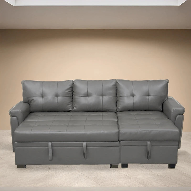 Canapé sectionnel réversible convertible moderne - en forme de L avec méridienne de rangement, accoudoirs larges et pieds durables
