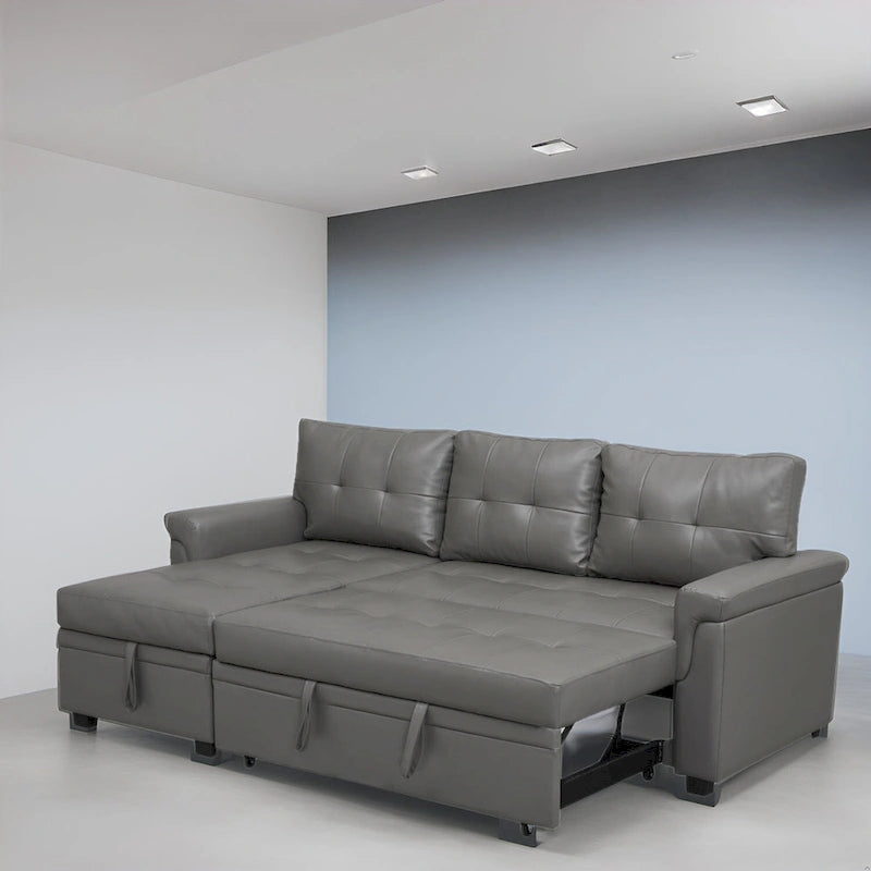 Canapé sectionnel réversible convertible moderne - en forme de L avec méridienne de rangement, accoudoirs larges et pieds durables