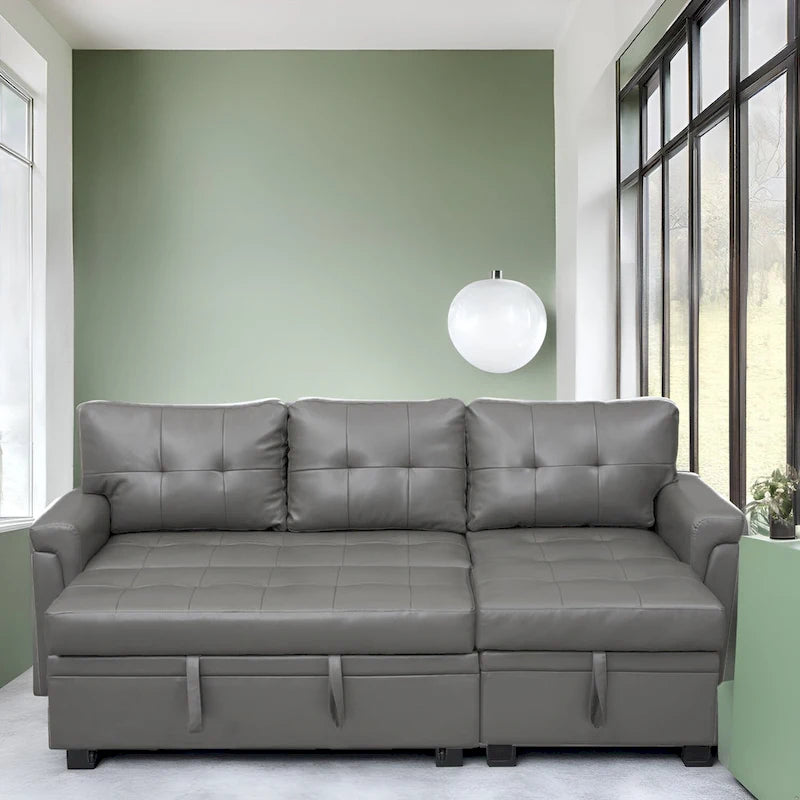 Canapé sectionnel réversible convertible moderne - en forme de L avec méridienne de rangement, accoudoirs larges et pieds durables