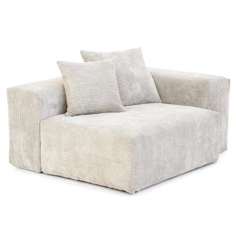 Modern Corduroy Fabric Loveseats Sofa Lounger Sleep Sectional Couch
