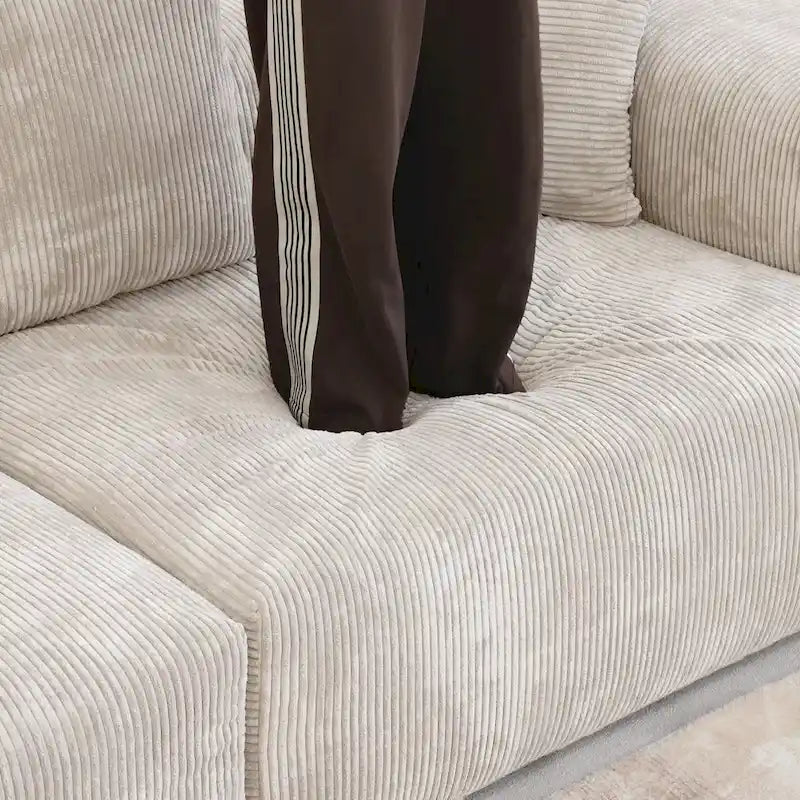 Modern Corduroy Fabric Loveseats Sofa Lounger Sleep Sectional Couch
