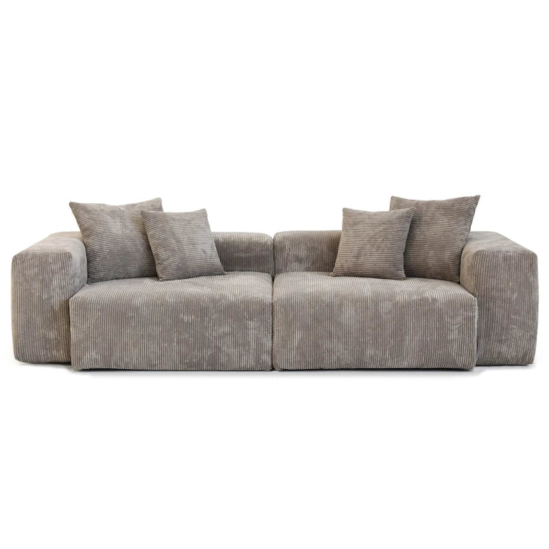 Modern Corduroy Fabric Loveseats Sofa Lounger Sleep Sectional Couch