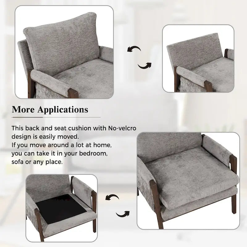 Mid-Century Modern Velvet Accent Armchair