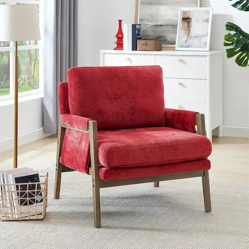 Mid-Century Modern Velvet Accent Armchair