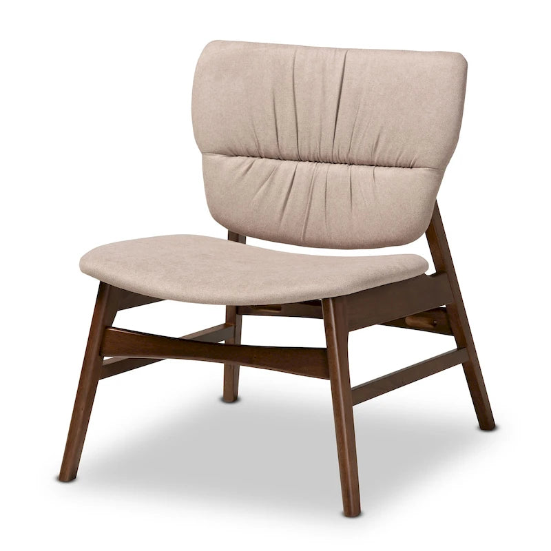Fauteuil d'appoint transitionnel en tissu et bois de style Mid-Century Modern