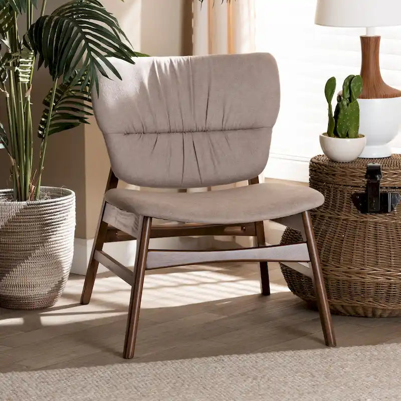  Mid-Century Modern Transitional Fabric and Wood Accent Chair