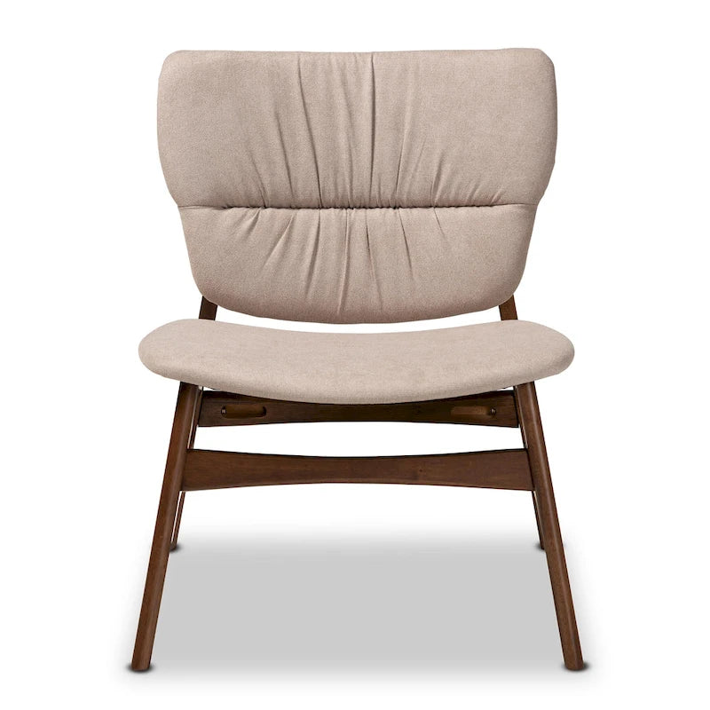 Fauteuil d'appoint transitionnel en tissu et bois de style Mid-Century Modern
