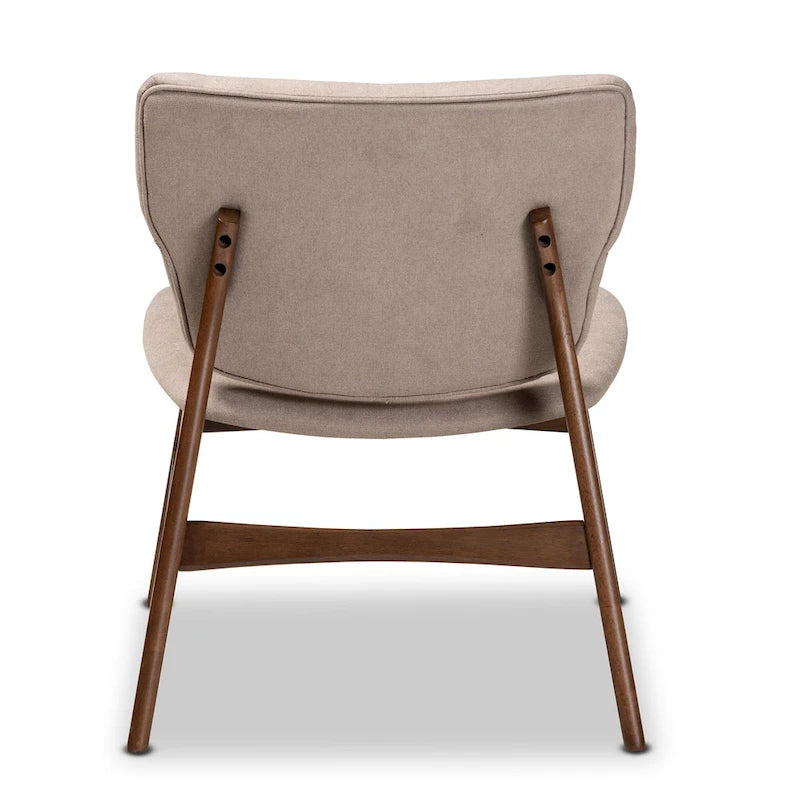 Fauteuil d'appoint transitionnel en tissu et bois de style Mid-Century Modern