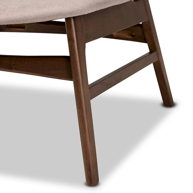 Fauteuil d'appoint transitionnel en tissu et bois de style Mid-Century Modern