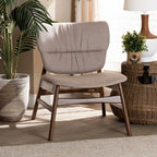 Fauteuil d'appoint transitionnel en tissu et bois de style Mid-Century Modern