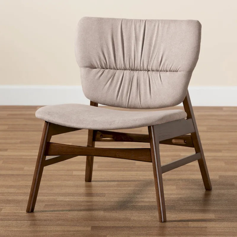 Fauteuil d'appoint transitionnel en tissu et bois de style Mid-Century Modern