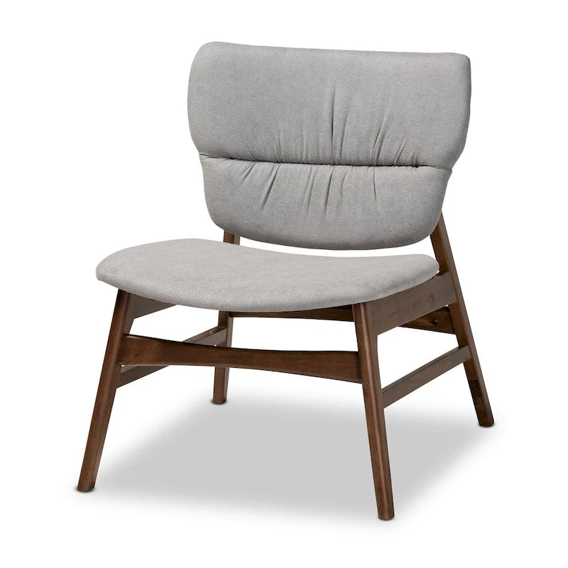 Fauteuil d'appoint transitionnel en tissu et bois de style Mid-Century Modern