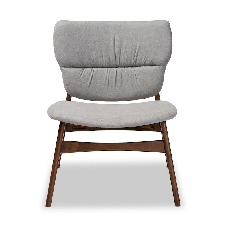 Fauteuil d'appoint transitionnel en tissu et bois de style Mid-Century Modern