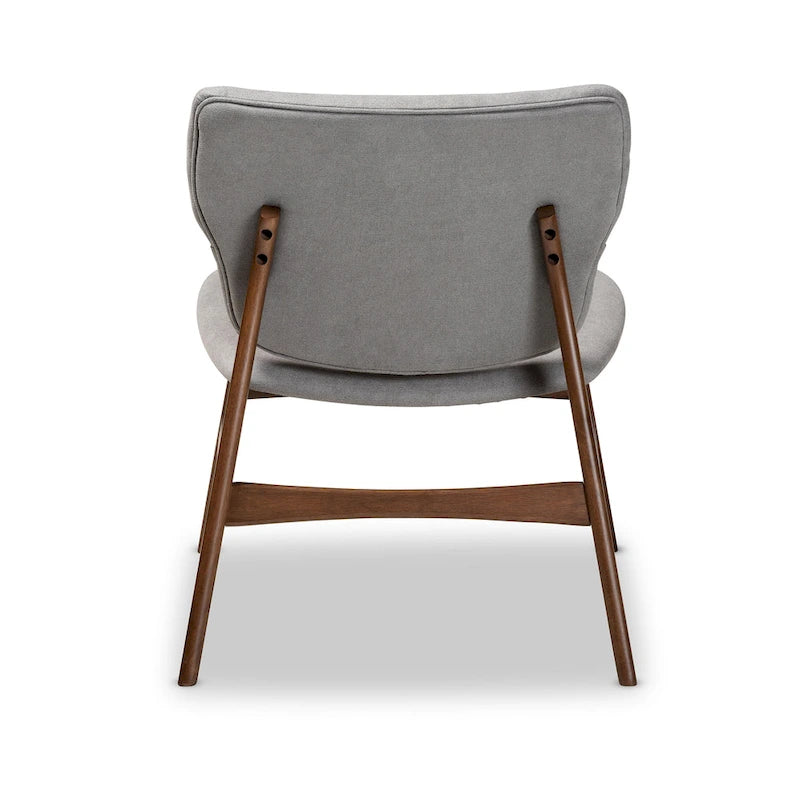Fauteuil d'appoint transitionnel en tissu et bois de style Mid-Century Modern