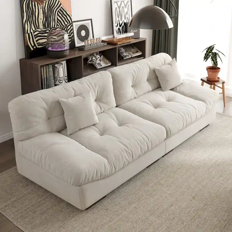 105 Suede Fabric Sectional Sofa Cloud Shape Couch for Living Room