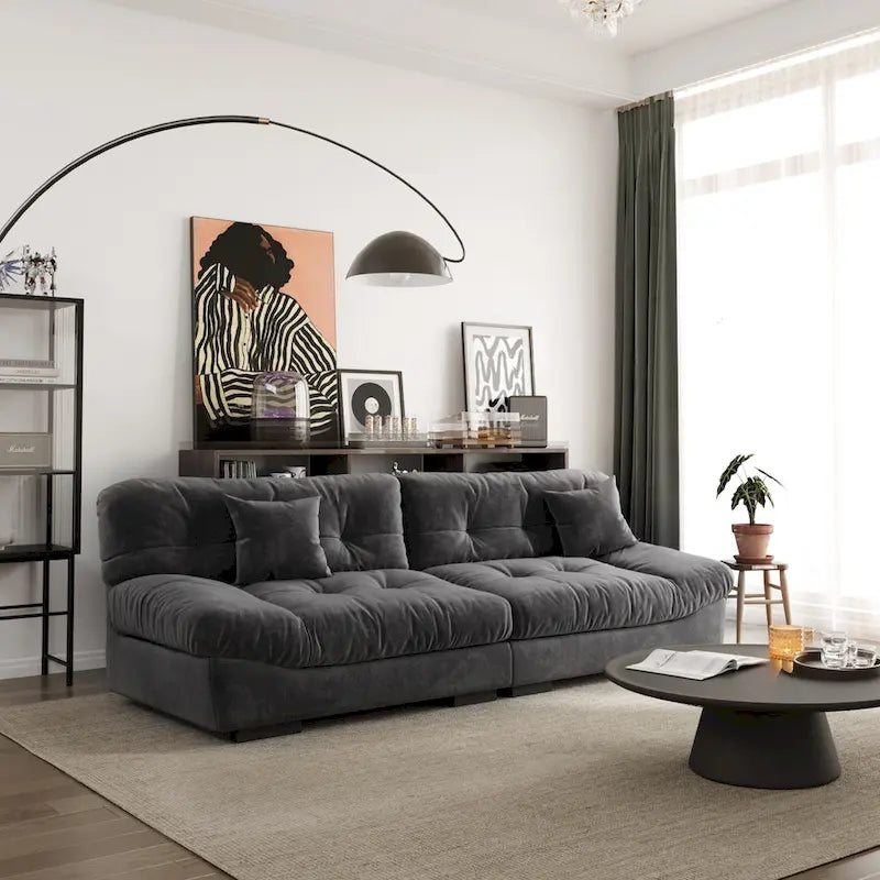105 Suede Fabric Sectional Sofa Cloud Shape Couch for Living Room