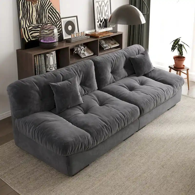 105 Suede Fabric Sectional Sofa Cloud Shape Couch for Living Room
