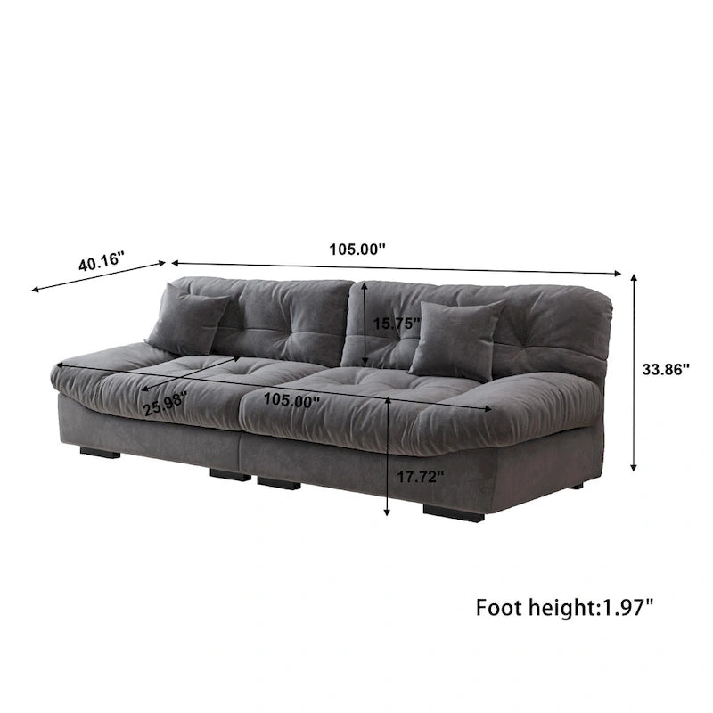 105 Suede Fabric Sectional Sofa Cloud Shape Couch for Living Room