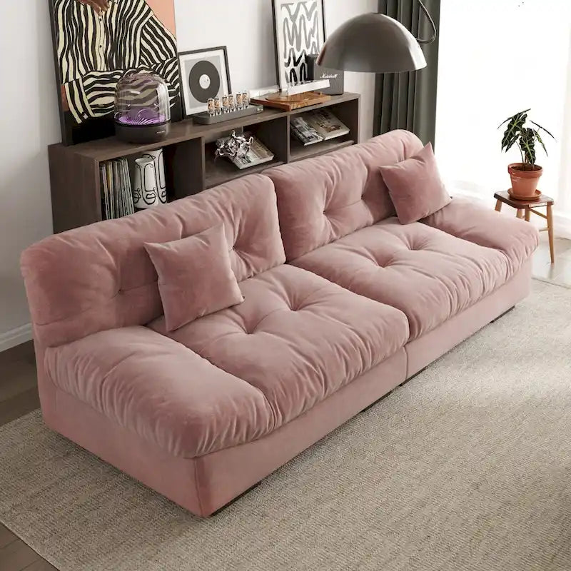 105 Suede Fabric Sectional Sofa Cloud Shape Couch for Living Room