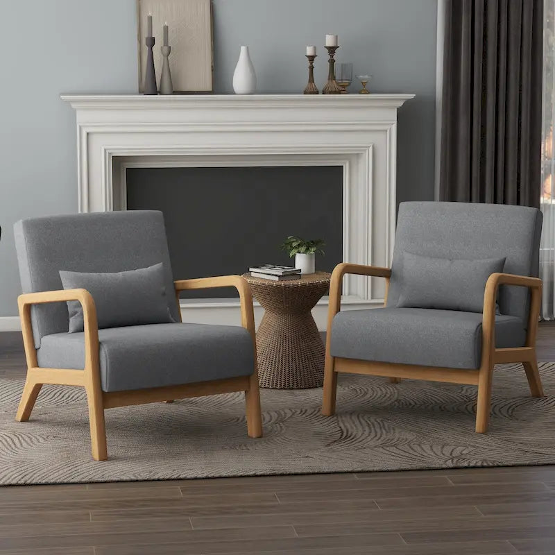 Upholstered Armchair Leisure Chair Accent Chairs Set of 2 with Pillow