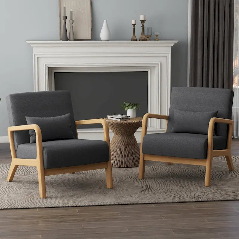 Upholstered Armchair Leisure Chair Accent Chairs Set of 2 with Pillow