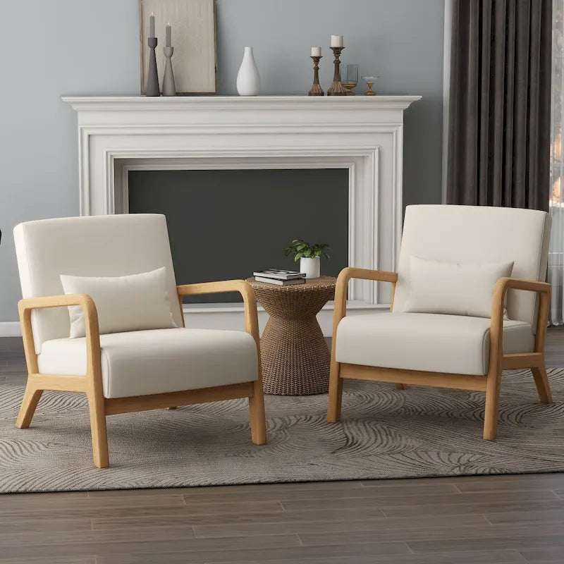 Upholstered Armchair Leisure Chair Accent Chairs Set of 2 with Pillow