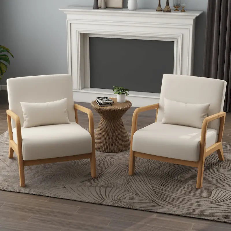 Upholstered Armchair Leisure Chair Accent Chairs Set of 2 with Pillow