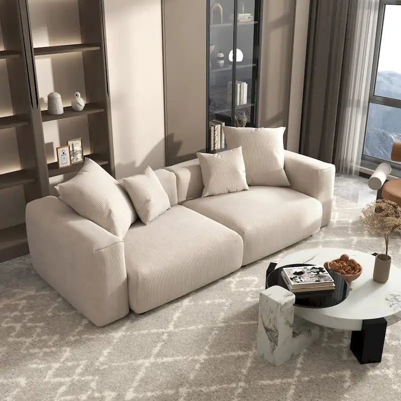 102 Oversized Corduroy Sectional Sofa Modern Wide Couch