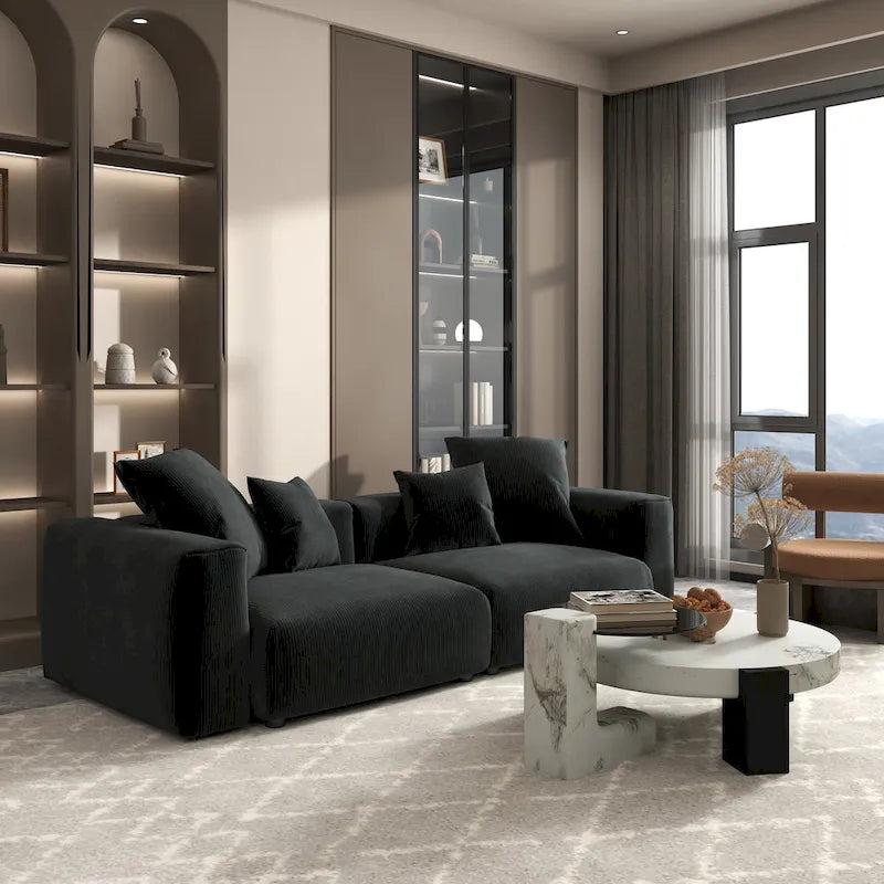 102 Oversized Corduroy Sectional Sofa Modern Wide Couch