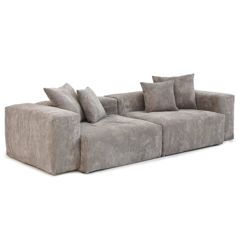 102 Oversized Corduroy Sectional Sofa Modern Wide Couch