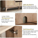 Mid-Century Modern Rattan TV Stand for 75 TV, Entertainment Center