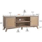 Mid-Century Modern Rattan TV Stand for 75 TV, Entertainment Center