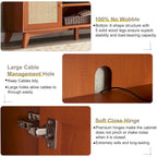 Mid-Century Modern Rattan TV Stand for 75 TV, Entertainment Center