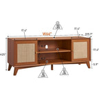 Mid-Century Modern Rattan TV Stand for 75 TV, Entertainment Center