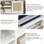 Mid-Century Modern Rattan TV Stand for 75 TV, Entertainment Center