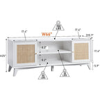 Mid-Century Modern Rattan TV Stand for 75 TV, Entertainment Center